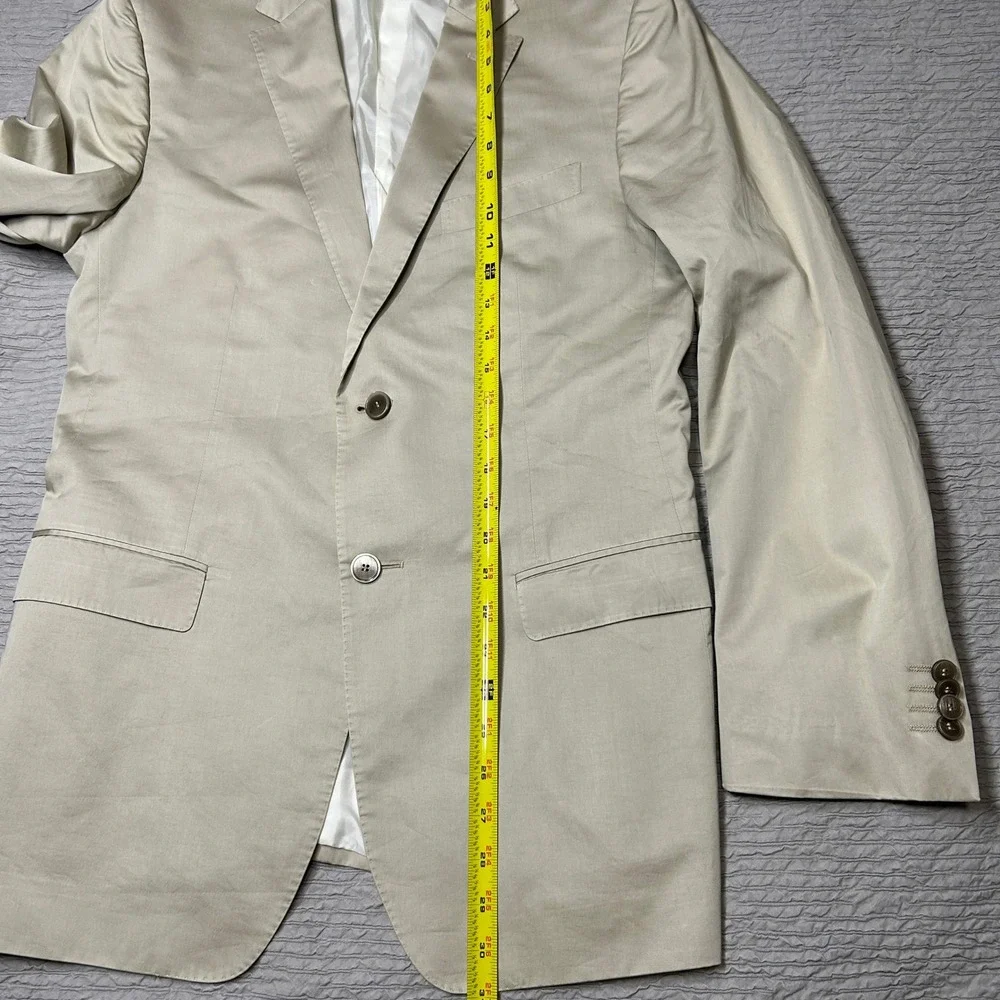 Zegna Mens 38R Beige Cotton Silk 2-Button Blazer Jacket 280CG4 Double Vent